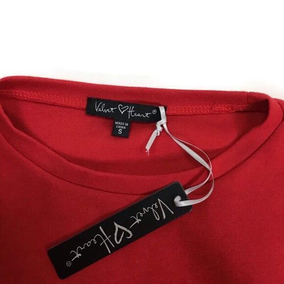 Velvet Heart Red Pullover Sweatshirt Grommet Lace Up Cut out Sleeve NEW Small - Picture 7 of 7